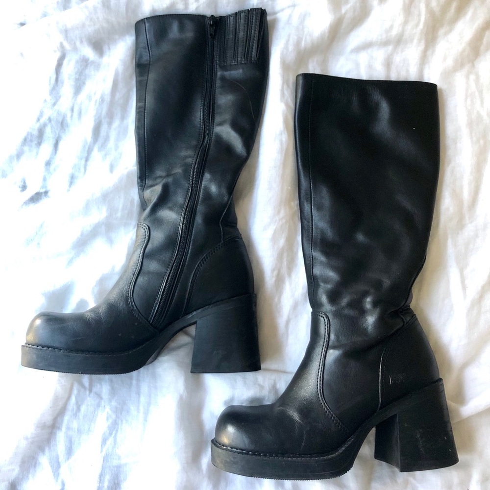 Vintage 90’s Chunky Black Knee High Boots